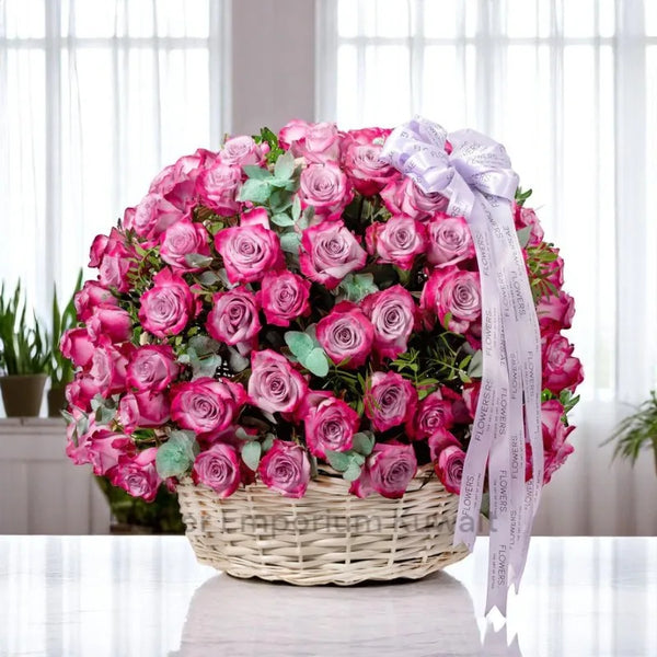 100 Purple Roses Basket