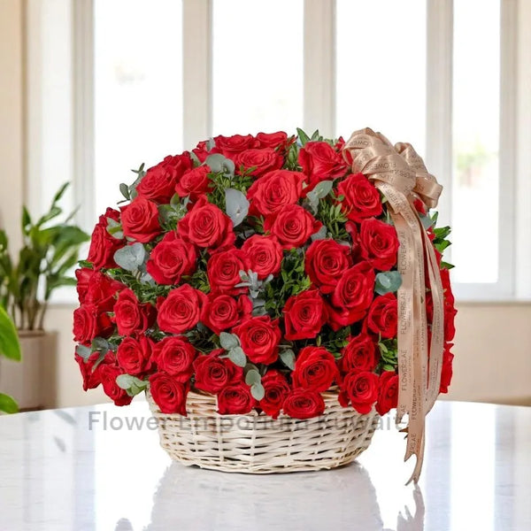 100 Red Roses Basket