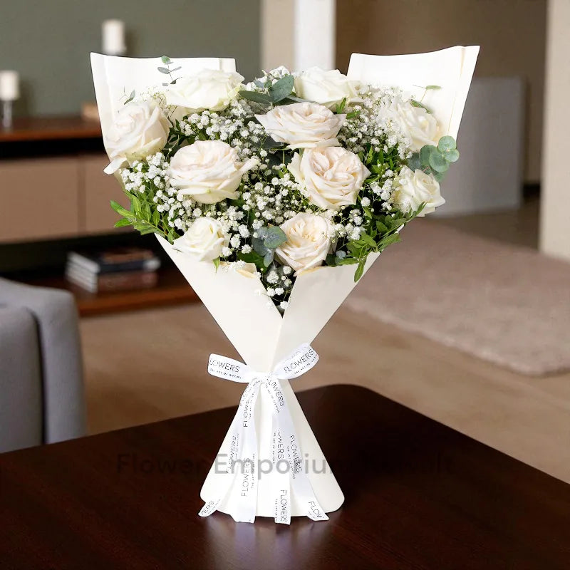 12 White Roses Bouquet