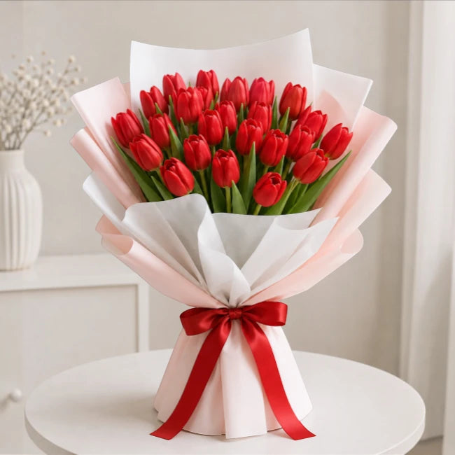 Elegant Red Tulip Bouquet