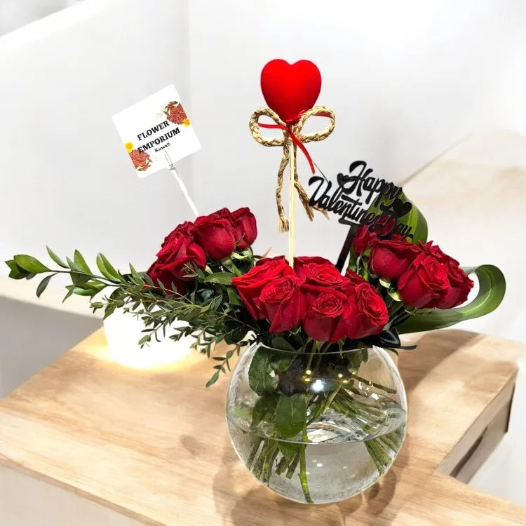 Happy Valentine Roses Vase