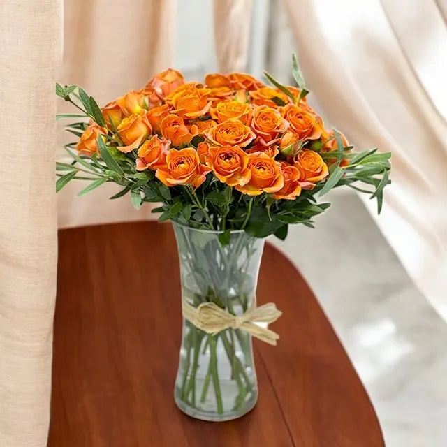 Orange Baby Roses Vase