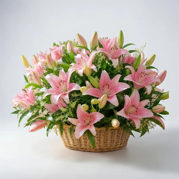 Pink Lilies Basket