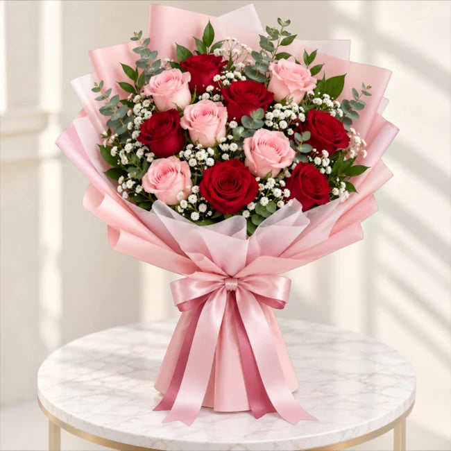 Pink Red Roses Bouquet