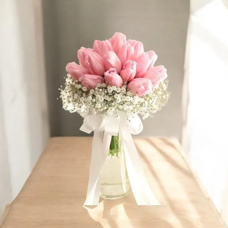 Pink Tulips Wedding Bouquet