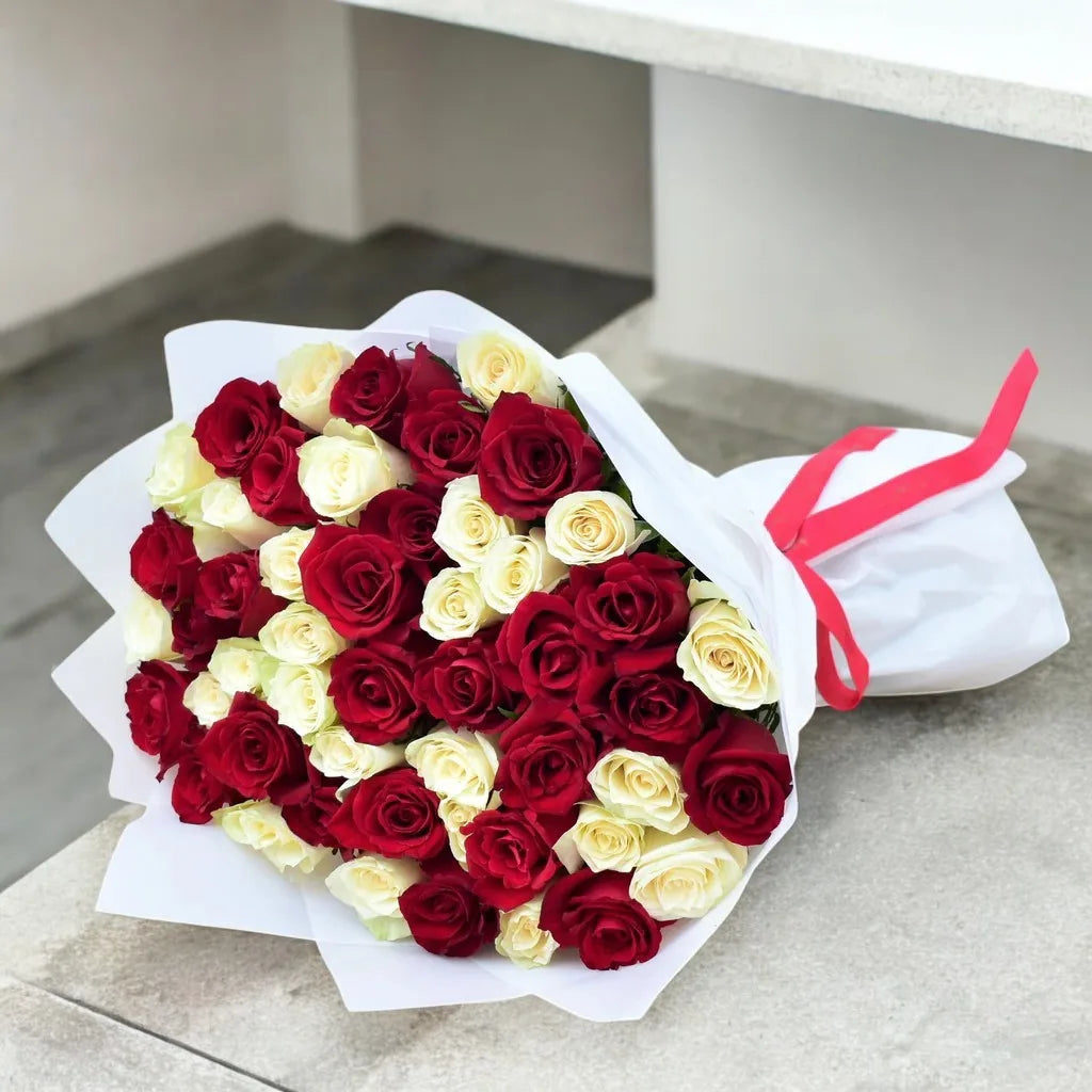 Red and White Roses