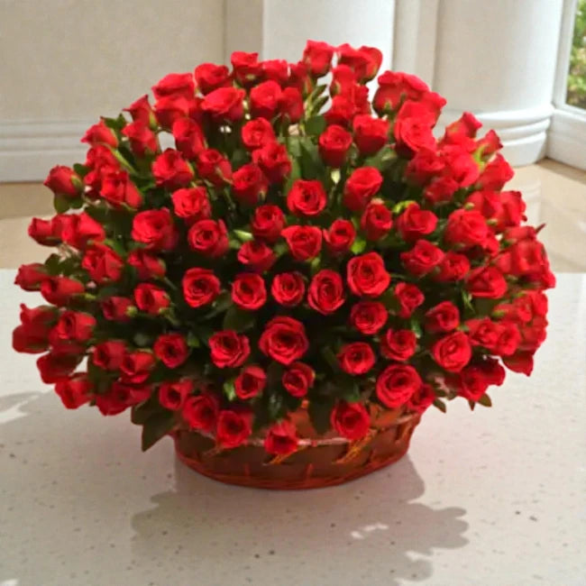 Red Roses Basket