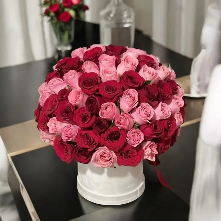 Roses Hat Box Arrangement