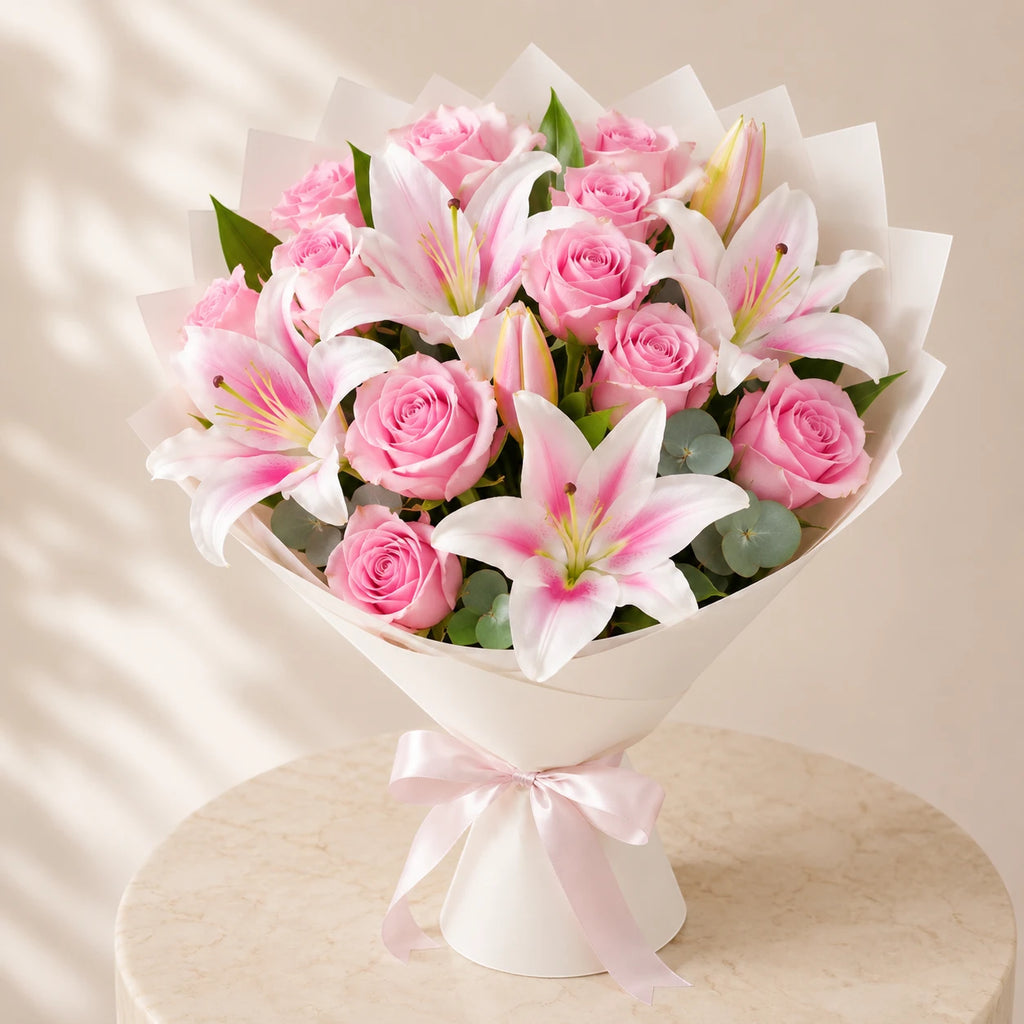 Vibrant Lilies & Roses Bouquet