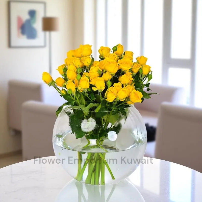 Yellow Spray Roses Vase
