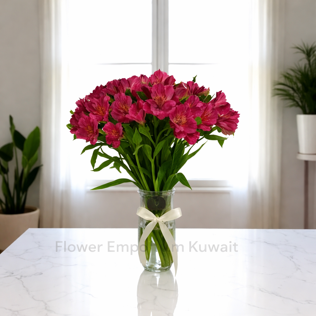 Dark Pink Alstroemeria Vase